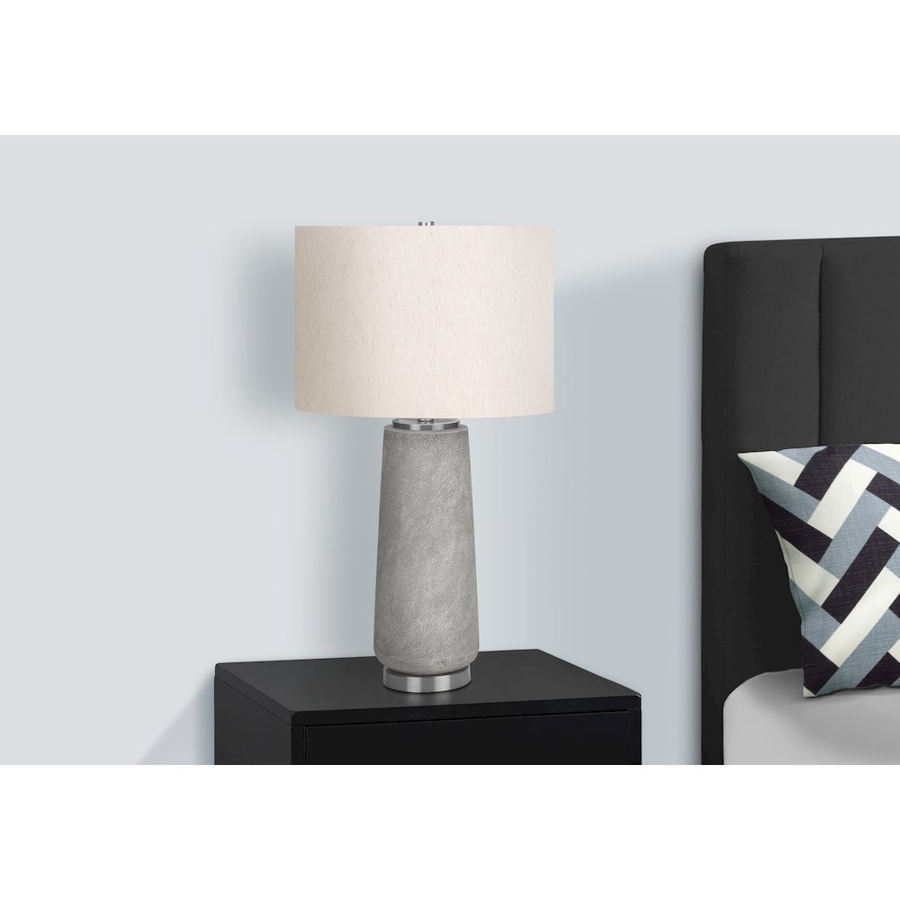 Lighting, 29"H, Table Lamp, Grey Resin, Ivory / Cream Shade, Modern. Picture 6