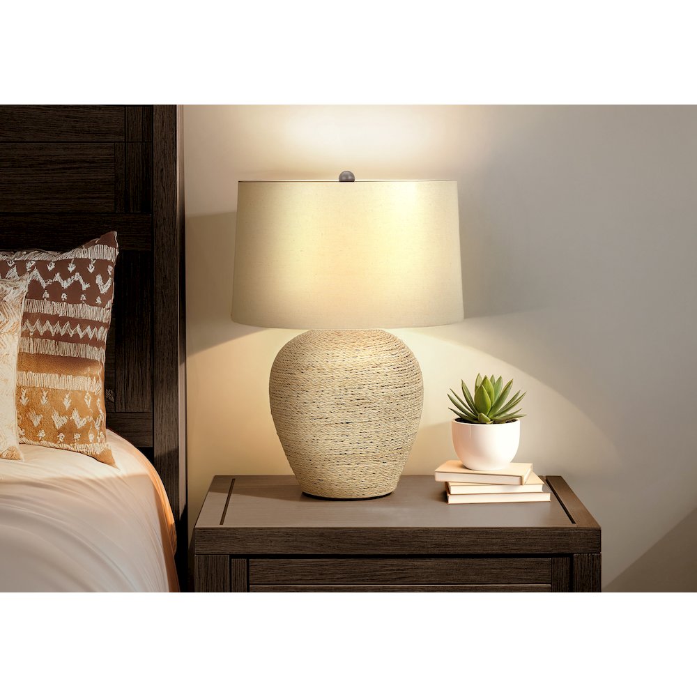 Lighting, 25"H, Table Lamp, Rattan, Beige Shade, Transitional. Picture 6