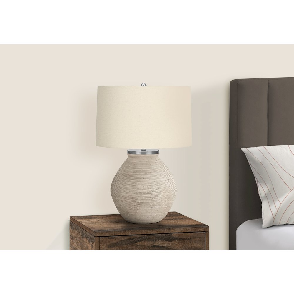 Lighting, 25"H, Table Lamp, Cream Concrete, Beige Shade, Contemporary. Picture 6