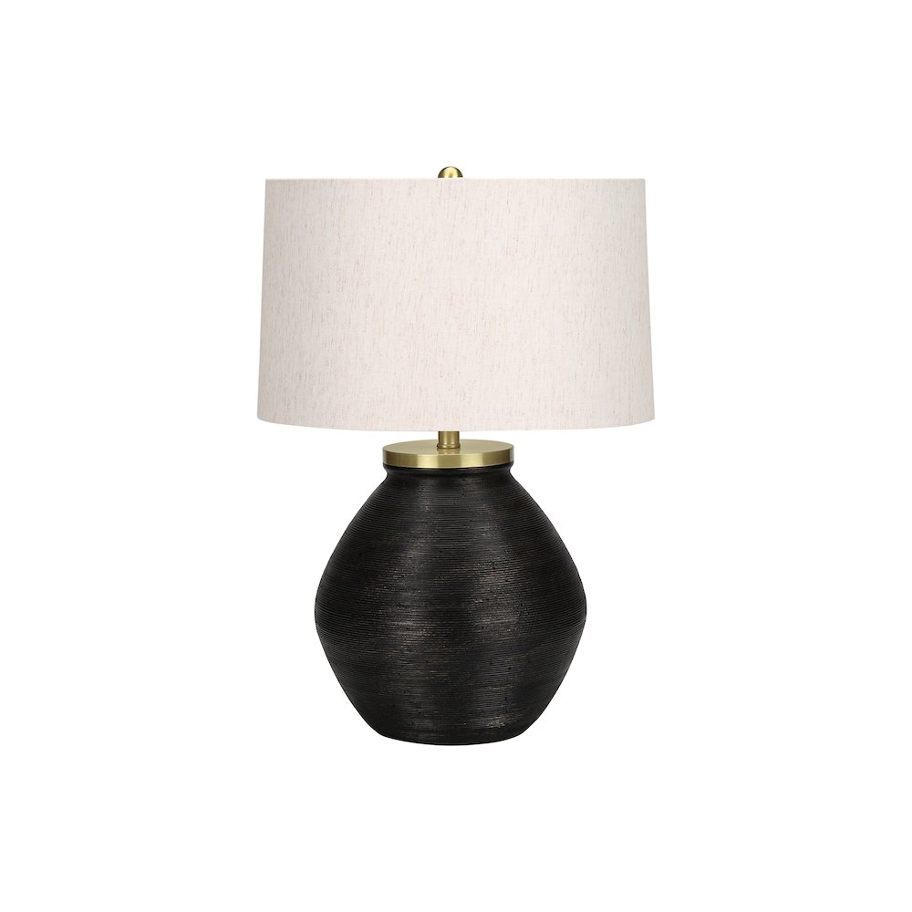 ="Lighting, 25""H, Table Lamp, Black Concrete, Ivory / Cream Shade, Contemporar. Picture 1