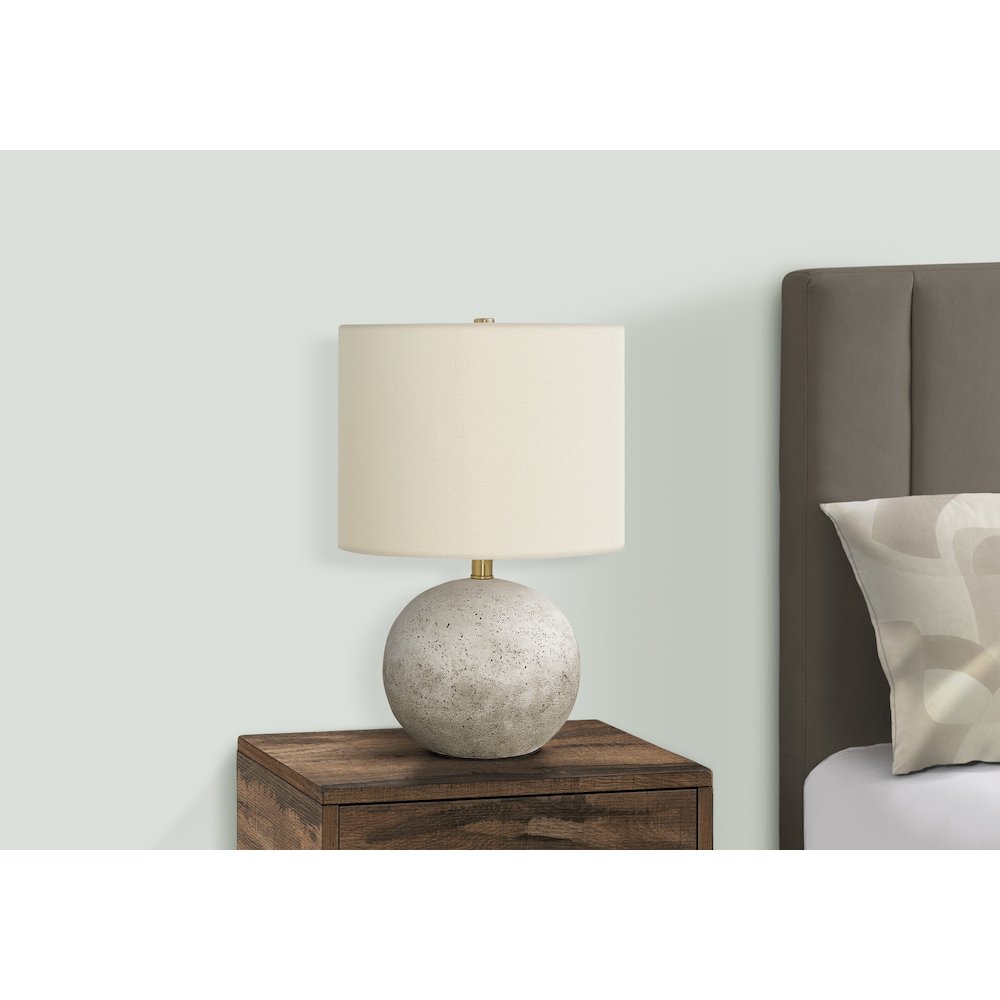 ="Lighting, 20""H, Table Lamp, Grey Concrete, Ivory / Cream Shade, Contemporary. Picture 6