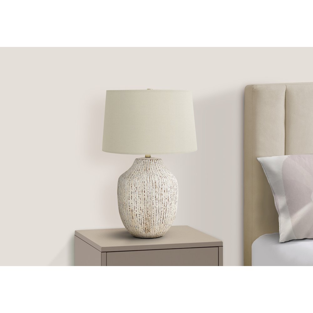 ="Lighting, 26""H, Table Lamp, Cream Ceramic, Ivory / Cream Shade, Transitional. Picture 6