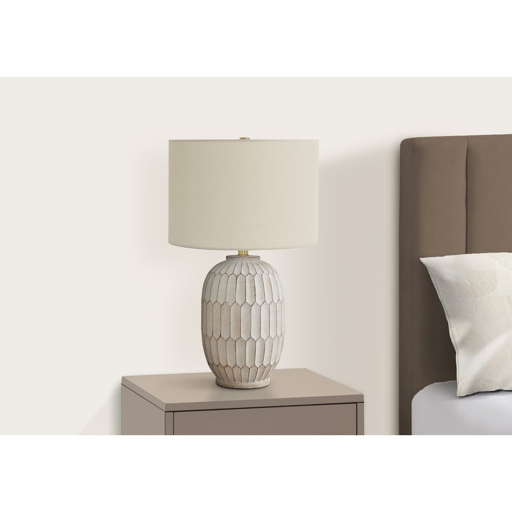 Lighting, 24"H, Table Lamp, Cream Resin, Ivory / Cream Shade, Transitional. Picture 6