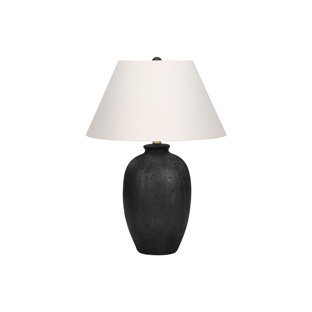 Lighting, 24"H, Table Lamp, Black Ceramic, Ivory / Cream Shade, Modern. Picture 1