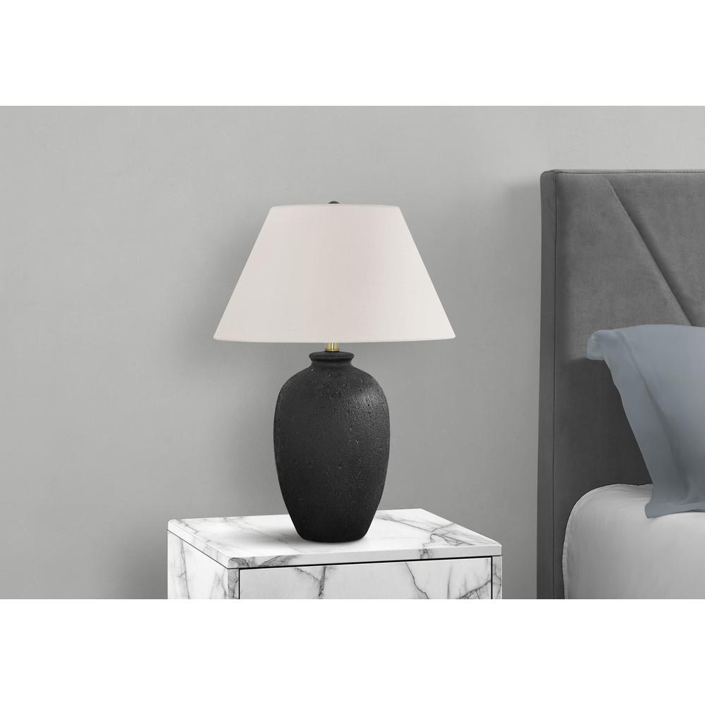 Lighting, 24"H, Table Lamp, Black Ceramic, Ivory / Cream Shade, Modern. Picture 6