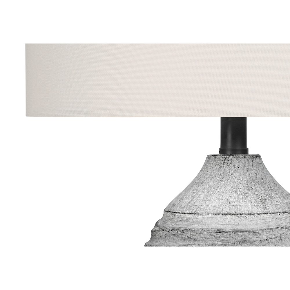 Lighting, 27"H, Table Lamp, Grey Resin, Ivory / Cream Shade, Modern. Picture 3