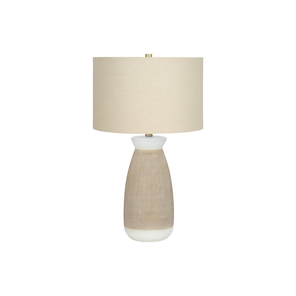 Lighting, 27"H, Table Lamp, Cream Ceramic, Beige Shade, Contemporary. Picture 1