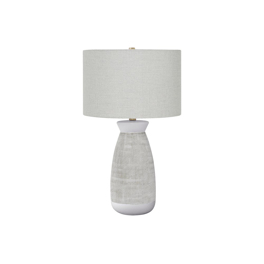 Lighting, 27"H, Table Lamp, Grey Ceramic, Grey Shade, Contemporary. Picture 1