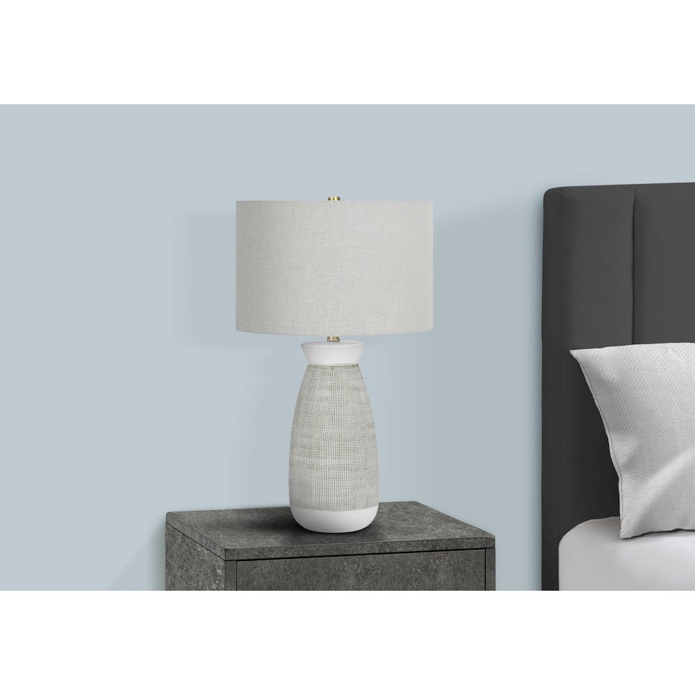 Lighting, 27"H, Table Lamp, Grey Ceramic, Grey Shade, Contemporary. Picture 6
