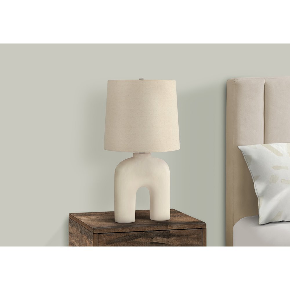 Lighting, 25"H, Table Lamp, Cream Resin, Beige Shade, Modern. Picture 6