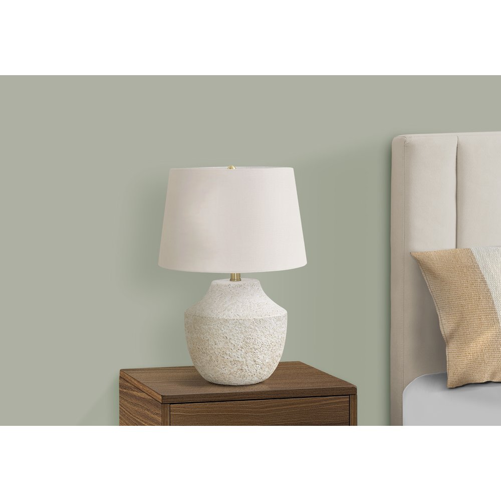 Lighting, 20"H, Table Lamp, Cream Concrete, Ivory / Cream Shade, Modern. Picture 6
