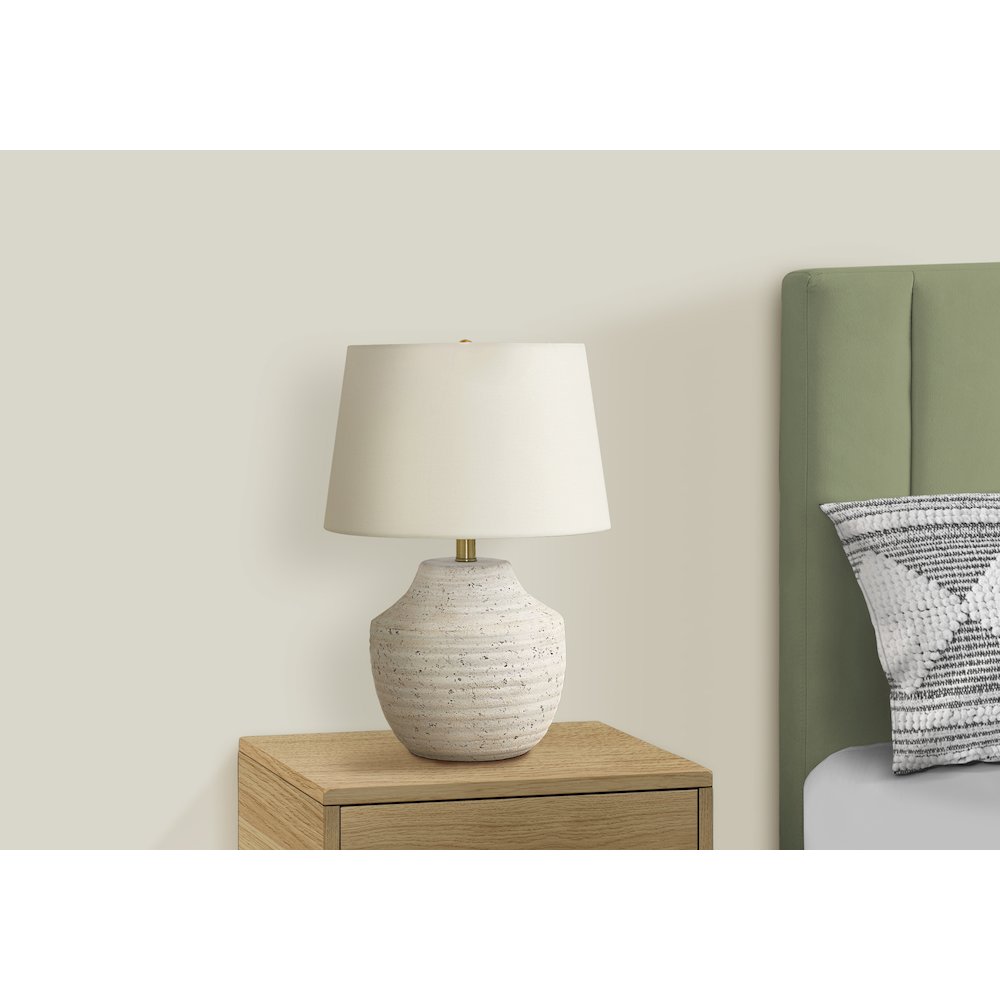 Lighting, 20"H, Table Lamp, Cream Concrete, Ivory / Cream Shade, Modern. Picture 6
