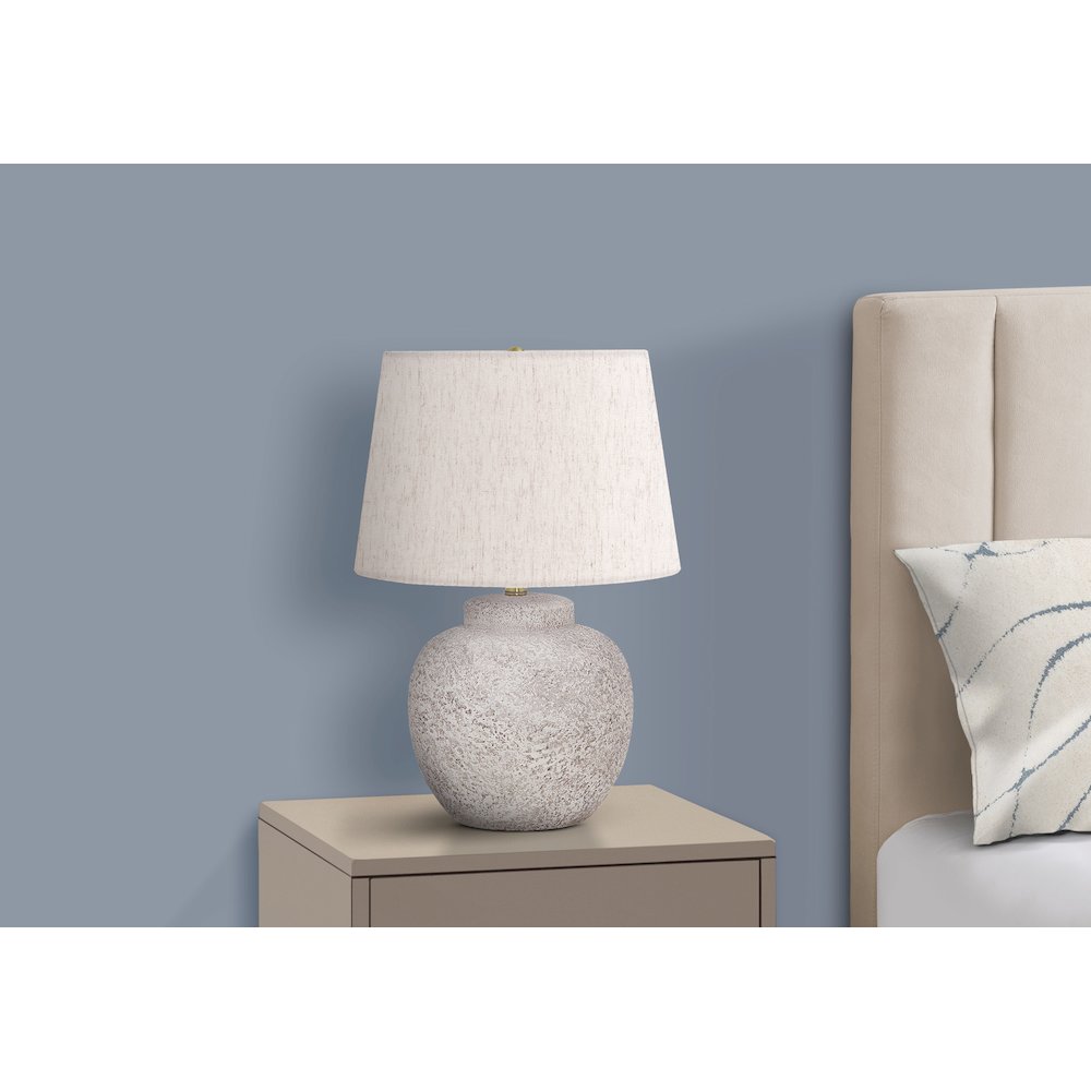 Lighting, 22"H, Table Lamp, Cream Concrete, Ivory / Cream Shade, Modern. Picture 6