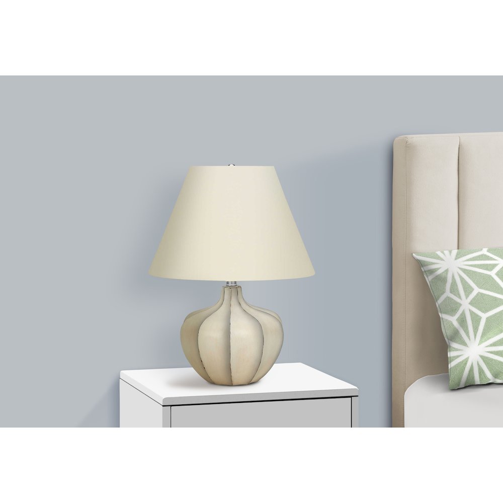 Lighting, 21"H, Table Lamp, Cream Resin, Ivory / Cream Shade, Transitional. Picture 6
