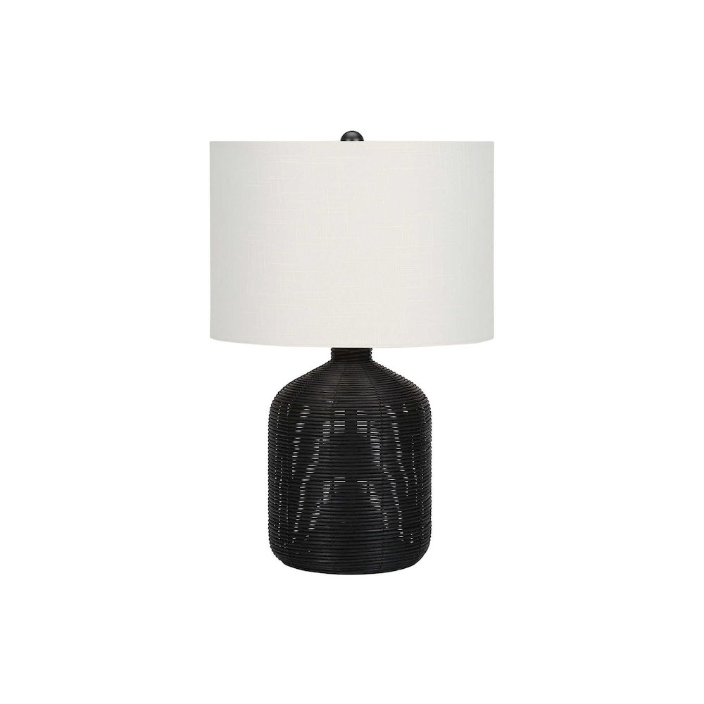 Lighting, 23"H, Table Lamp, Black Rattan, Ivory / Cream Shade, Modern. Picture 1