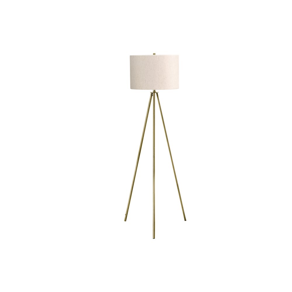 Lighting, 63"H, Floor Lamp, Brass Metal, Ivory / Cream Shade, Contemporary. Picture 1