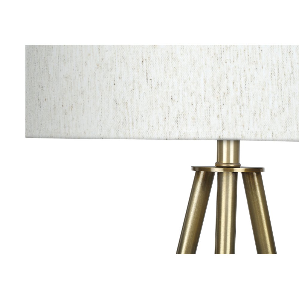 Lighting, 63"H, Floor Lamp, Brass Metal, Ivory / Cream Shade, Contemporary. Picture 2