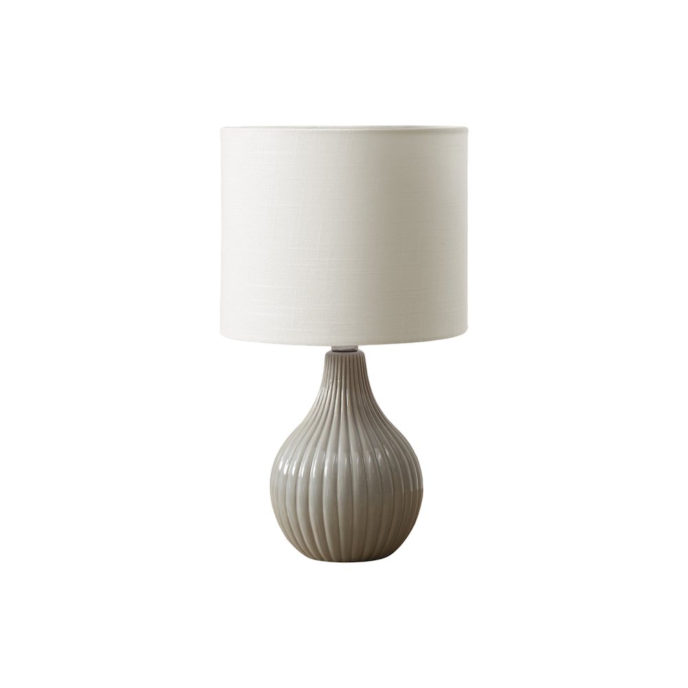 Lighting, 17"H, Table Lamp, Grey Ceramic, Ivory / Cream Shade, Contemporary. Picture 1