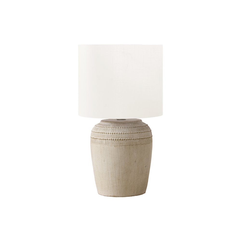 Lighting, 17"H, Table Lamp, Beige Ceramic, Ivory / Cream Shade, Contemporary. Picture 1
