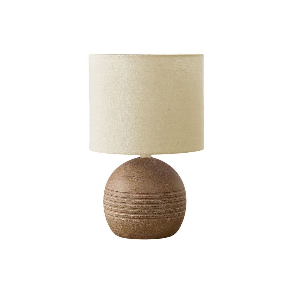 Lighting, 15"H, Table Lamp, Brown Resin, Beige Shade, Contemporary, Modern. Picture 1