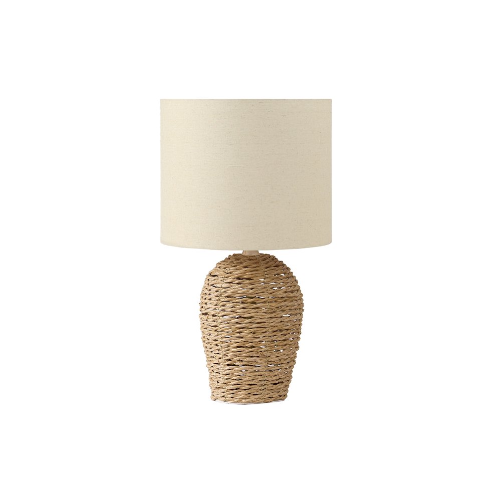 Lighting, 17"H, Table Lamp, Natural Rattan, Beige Shade, Transitional. Picture 1