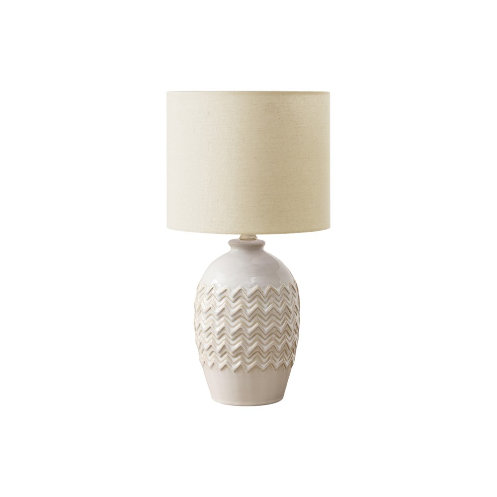 Lighting, Table Lamp, 19"H, Ivory Ceramic, Ivory / Cream Shade, Transitional. Picture 1