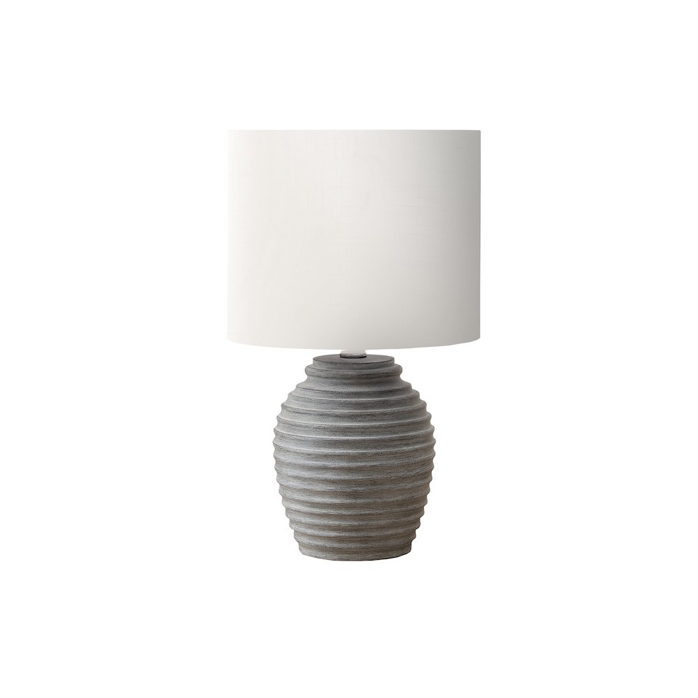 Lighting, 17"H, Table Lamp, Grey Resin, Ivory / Cream Shade, Contemporary. Picture 1