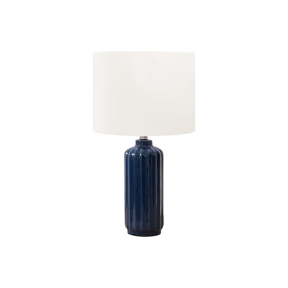 23"H, Table Lamp, Blue Ceramic, Ivory / Cream Shade, Contemporary, Modern. Picture 1