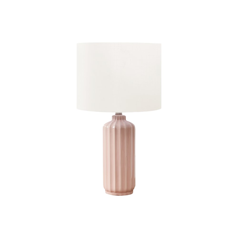 23"H, Table Lamp, Pink Ceramic, Ivory / Cream Shade, Contemporary, Modern. Picture 1