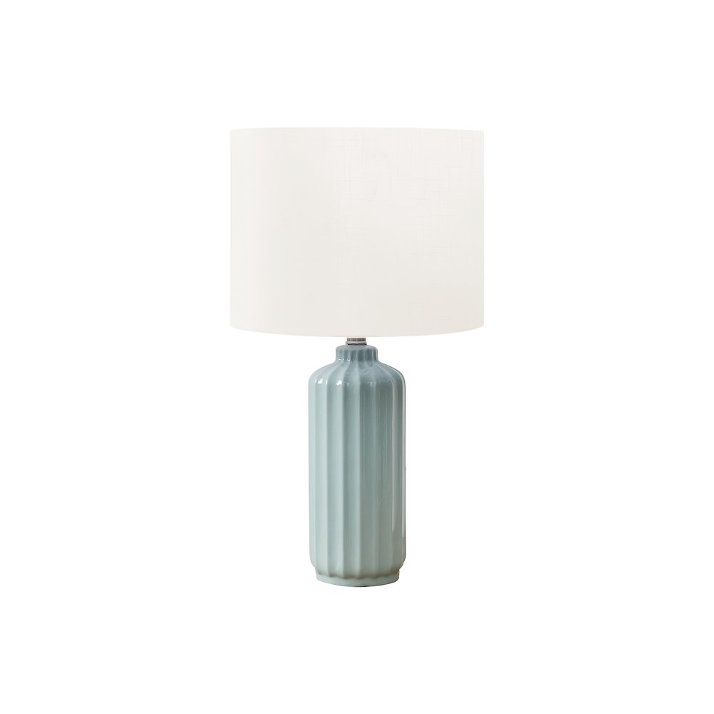 23"H, Table Lamp, Ivory / Cream Shade, Green Ceramic, Contemporary, Modern. Picture 1