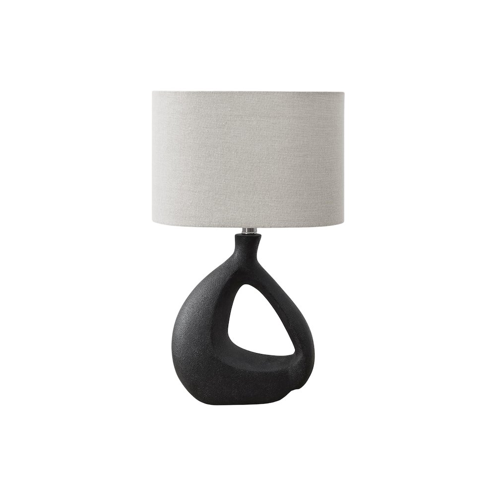 Lighting, 23"H, Table Lamp, Black Resin, Grey Shade, Contemporary, Modern. Picture 1