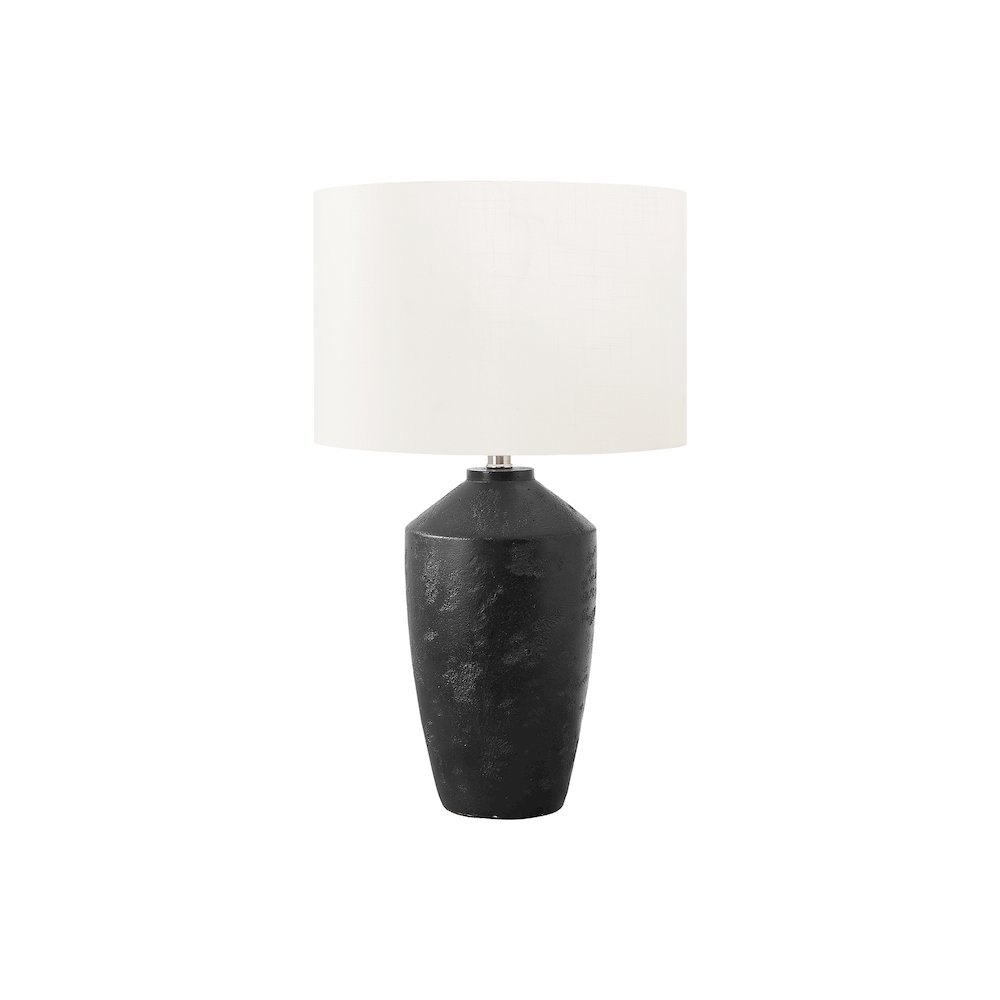 25"H, Table Lamp, Black Concrete, Ivory / Cream Shade, Contemporary, Modern. Picture 1