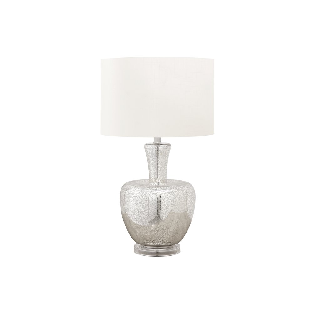 26"H, Table Lamp, Silver Glass, Ivory / Cream Shade, Contemporary, Modern. Picture 1