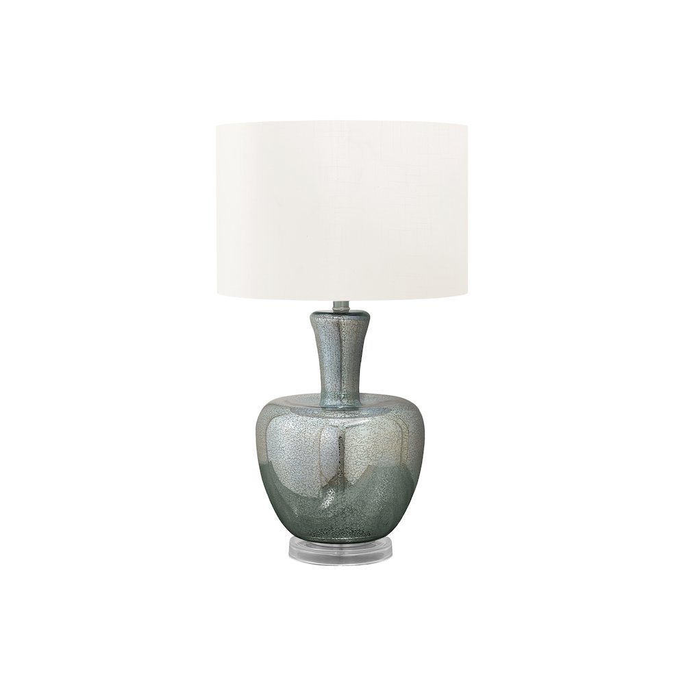 26"H, Table Lamp, Sea Green Glass, Ivory / Cream Shade, Contemporary, Modern. Picture 1