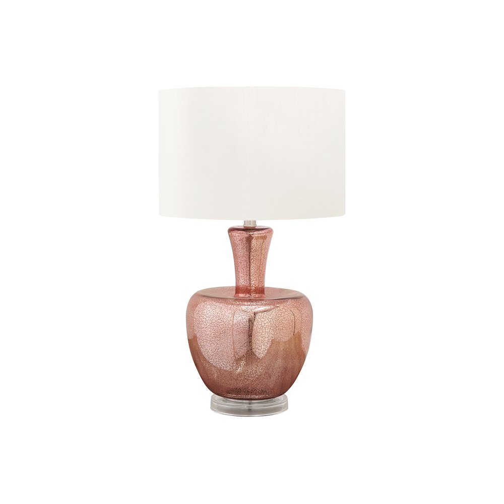 26"H, Table Lamp, Dusty Rose Glass, Ivory / Cream Shade, Contemporary, Modern. Picture 1