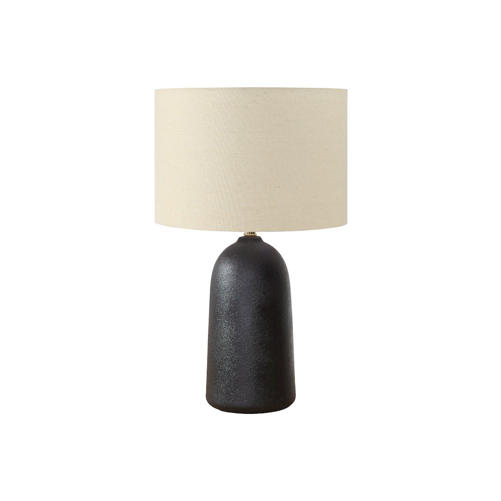 Lighting, 27"H, Table Lamp, Black Ceramic, Beige Shade, Contemporary, Modern. Picture 1