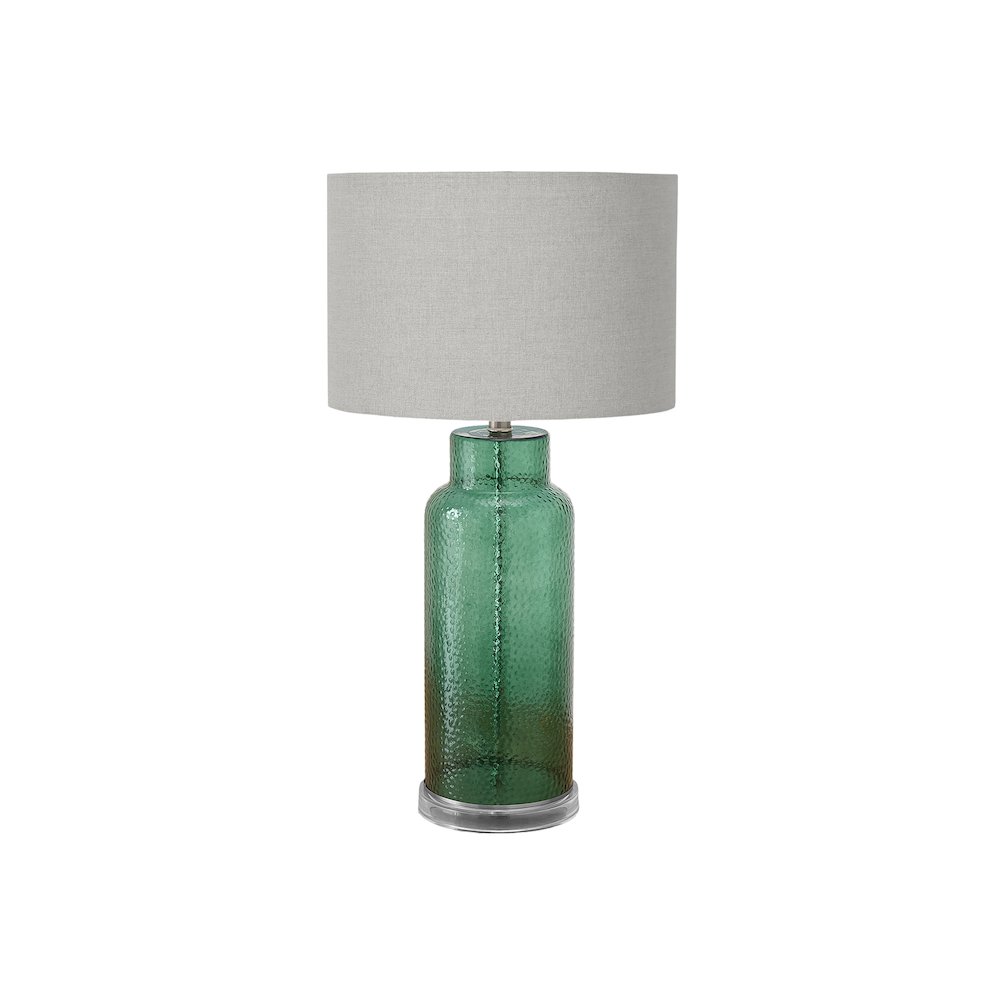 Lighting, 28"H, Table Lamp, Green Glass, Grey Shade, Contemporary, Modern. Picture 1