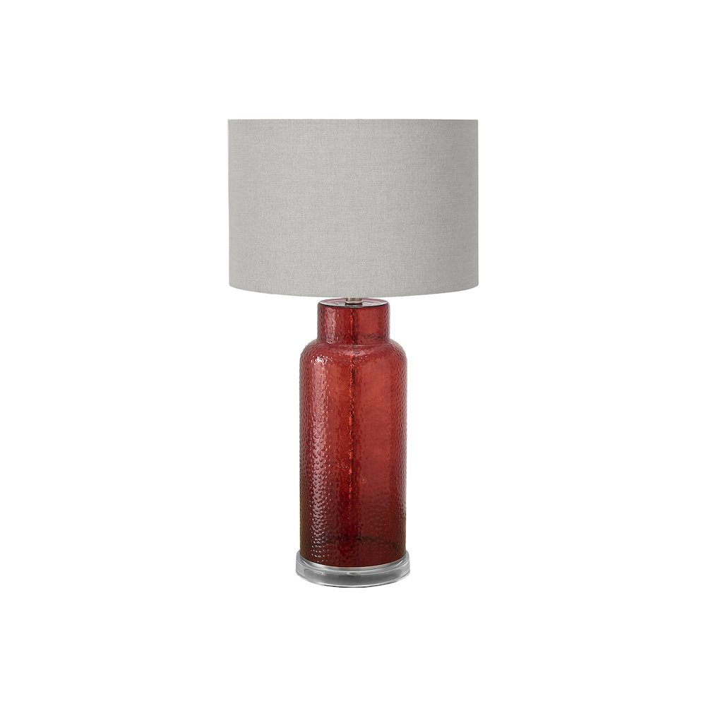 Lighting, 28"H, Table Lamp, Red Glass, Grey Shade, Contemporary, Modern. Picture 1