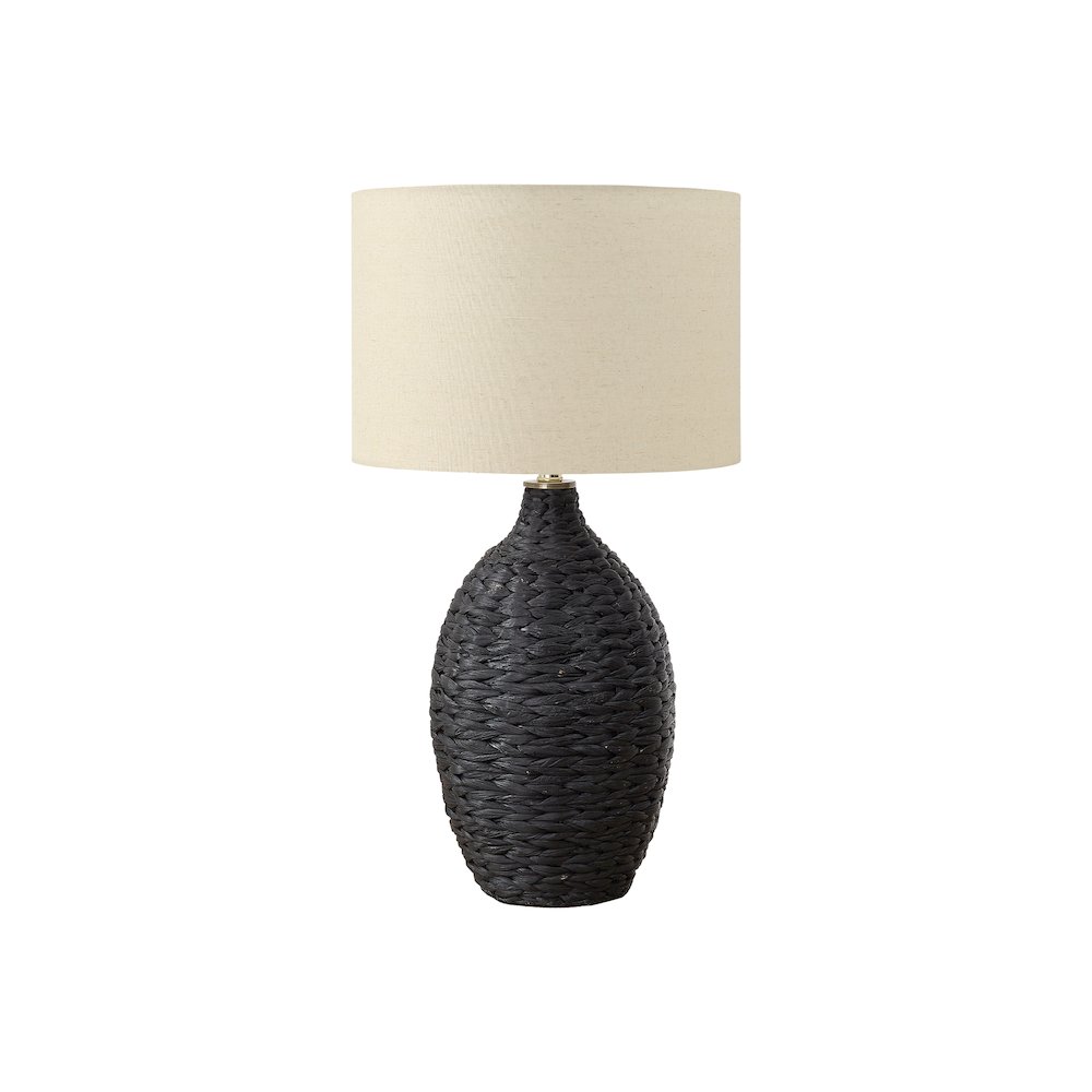 Lighting, 30"H, Black Rattan, Beige Shade, Transitional. Picture 1