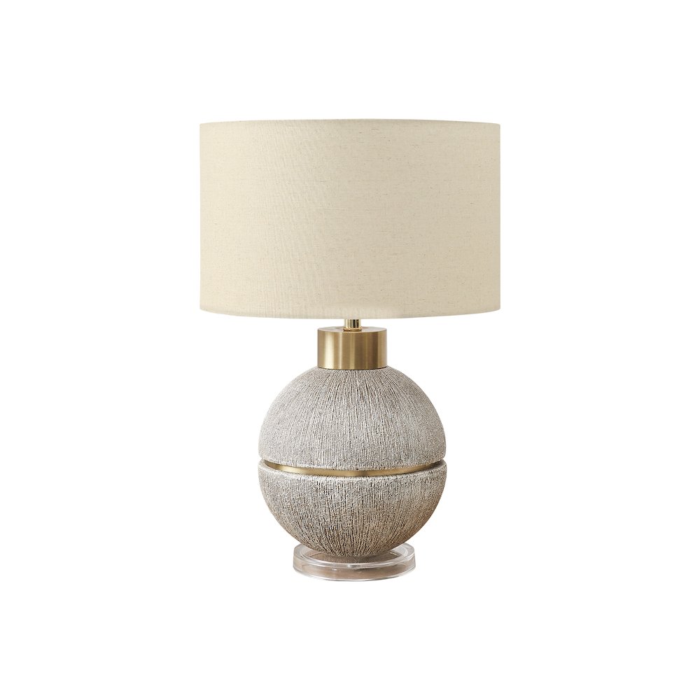 26"H, Table Lamp, Brown / Gold Resin, Beige Shade, Contemporary, Modern. Picture 1