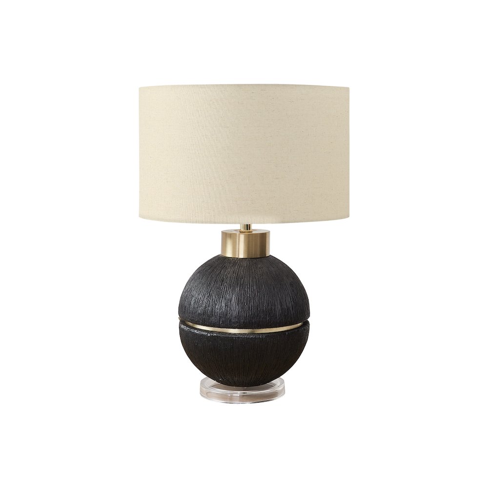 26"H, Table Lamp, Black / Gold Resin, Beige Shade, Contemporary, Modern. Picture 1