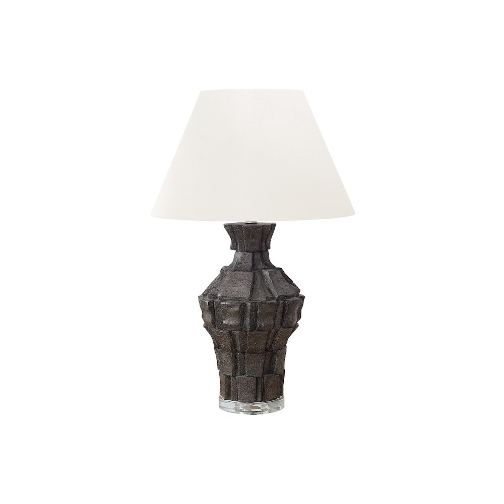 28"H, Table Lamp, Black Resin, Ivory / Cream Shade, Contemporary, Modern. Picture 1