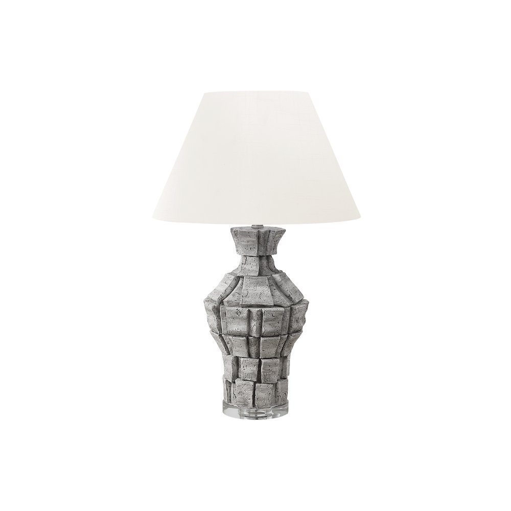 28"H, Table Lamp, Grey Resin, Ivory / Cream Shade, Contemporary, Modern. Picture 1