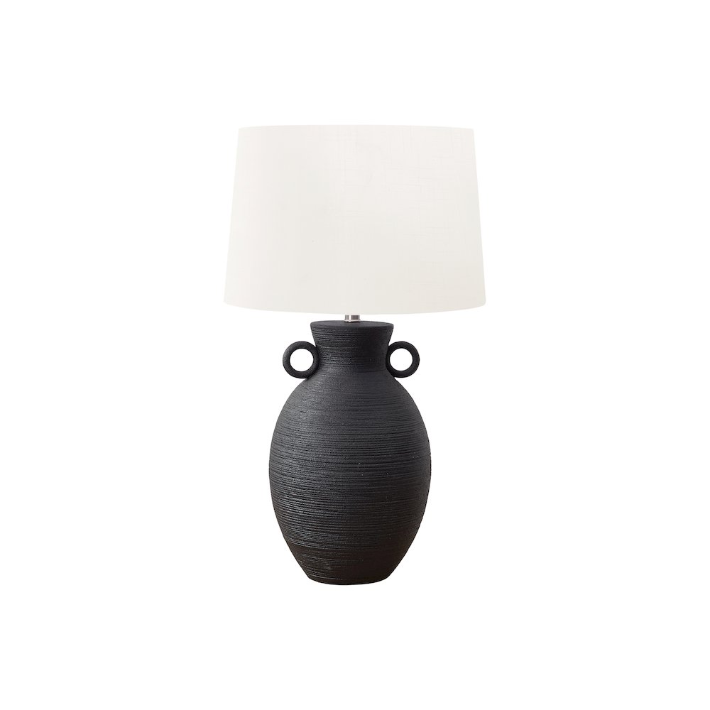 Lighting, 30"H, Table Lamp, Black Ceramic, Ivory / Cream Shade, Transitional. Picture 1