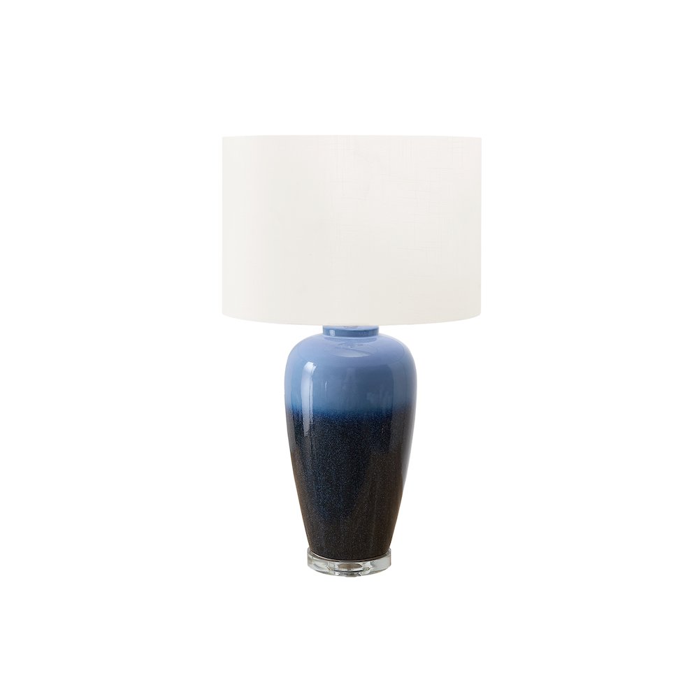 29"H, Table Lamp, Blue Ceramic, Ivory / Cream Shade, Contemporary, Modern. Picture 1