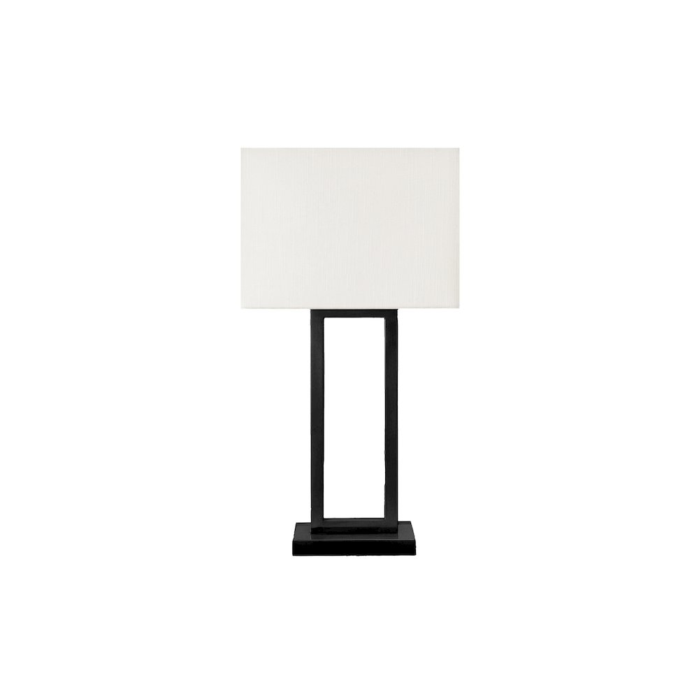 Lighting, Table Lamp, Usb Port Included, 28"H, Black Metal, Ivory / Cream Shade. Picture 1