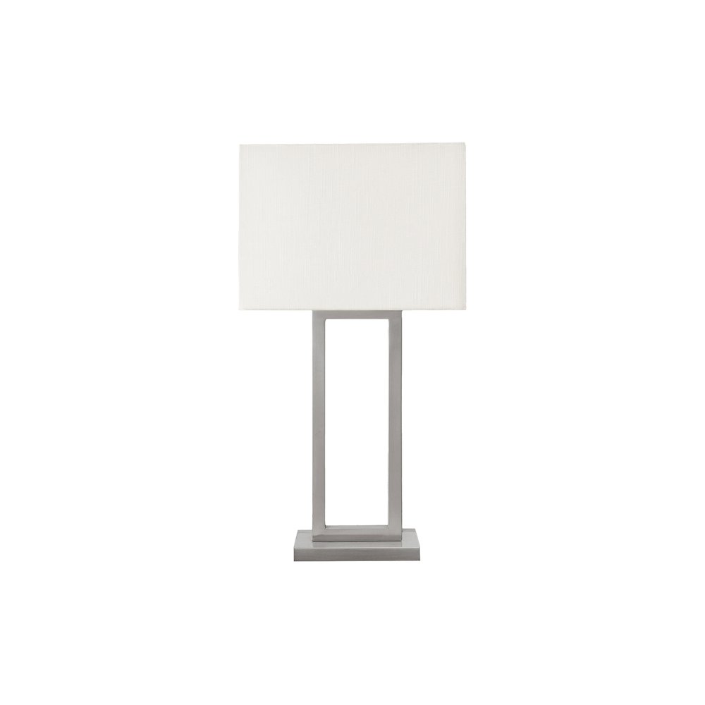 Table Lamp, 28"H, Nickel Metal, Ivory / Cream Shade, Contemporary, Modern. Picture 1