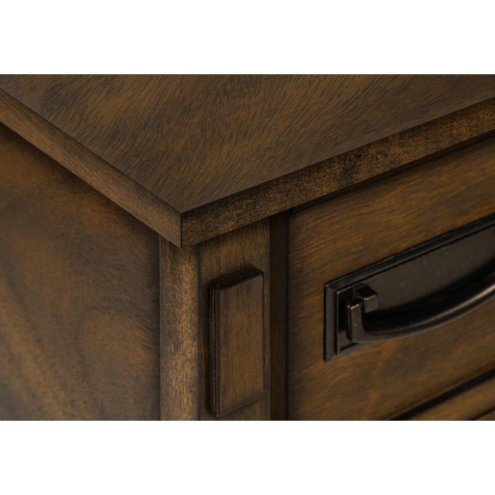 Accent Table, 2 Tier, Narrow, Storage Drawer, Brown Veneer, Transitional. Picture 6