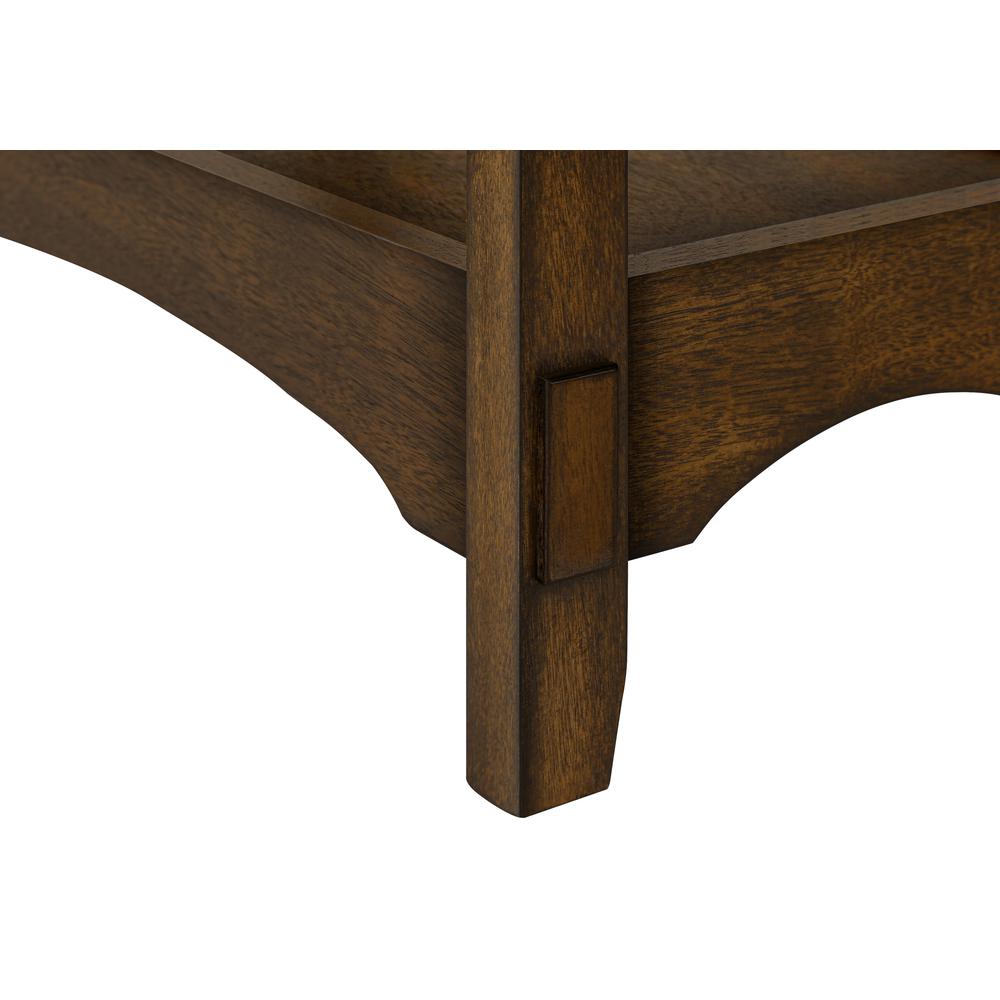 Accent Table, 2 Tier, Narrow, Storage Drawer, Brown Veneer, Transitional. Picture 8