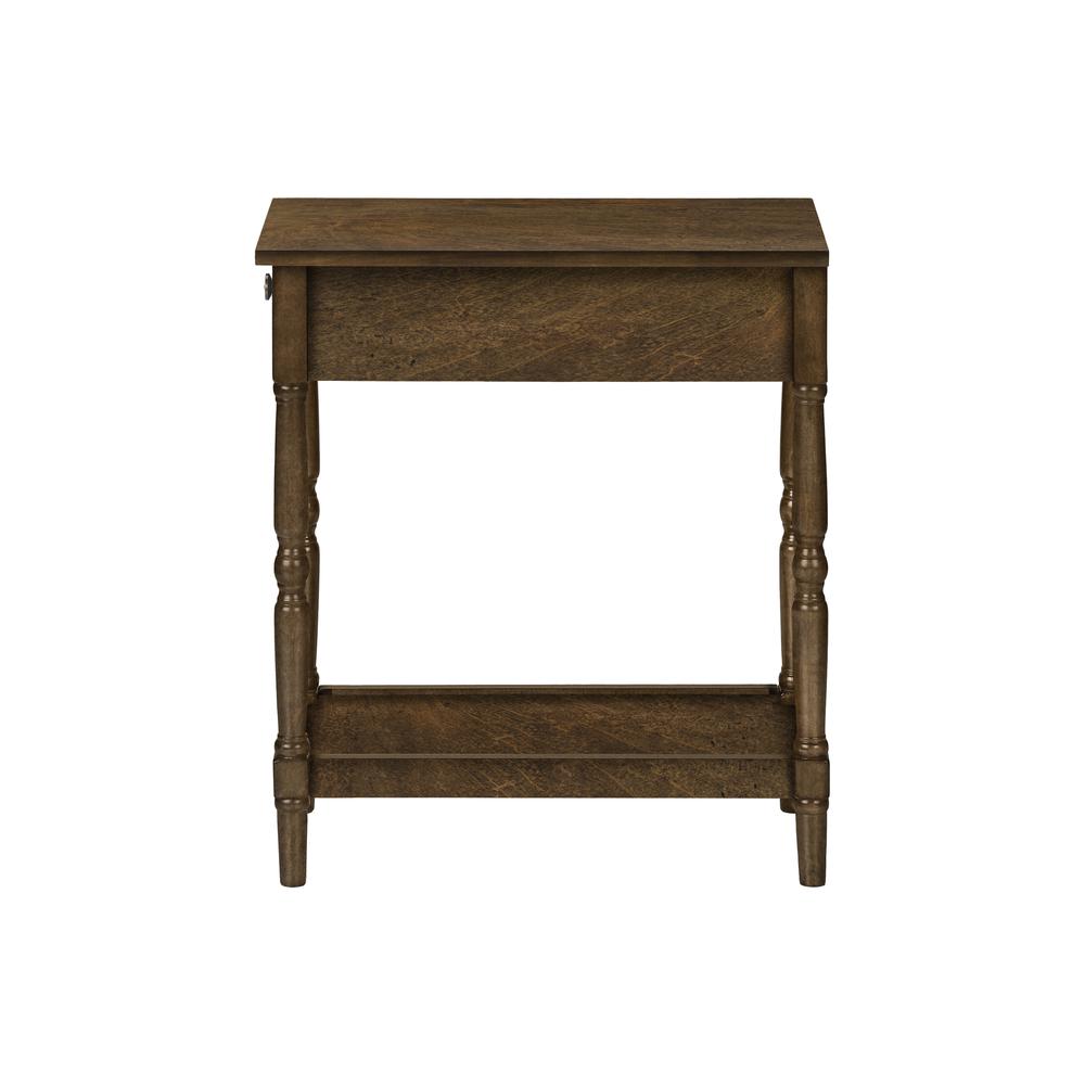 Accent Table, 2 Tier, Narrow, Lamp, Storage Drawer, Brown Veneer, Traditional. Picture 3
